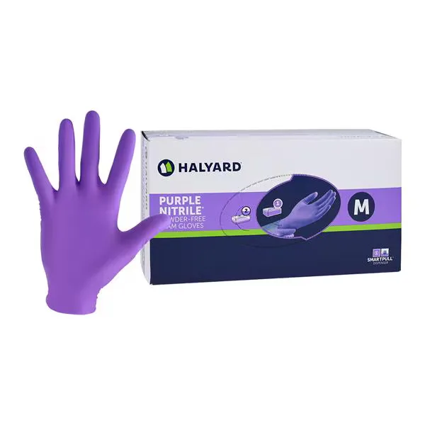 Halyard Purple Nitrile Exam Gloves — Medium, 100 per box