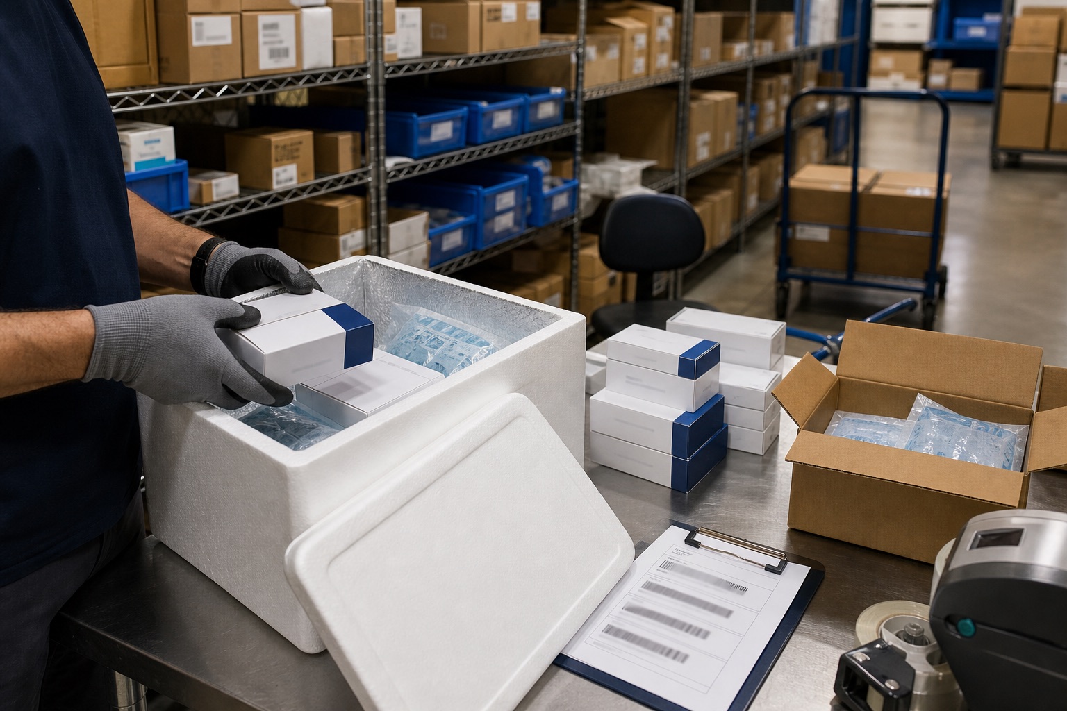 Cold-chain warehouse storage for temperature-sensitive supplies